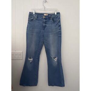 KUT from the Kloth Meg High Rise Fab Ab Wide Leg Jeans Distressed Blue Sz 8